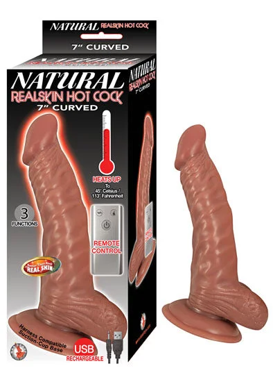 penis-blood-problems-penis-health-tips-Natural Realskin Hot Cock Curved 7" - Brown