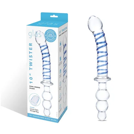 penis-enhancement-reviews-penis-girth-exercises-Glas Twister 10 in. Dual-Ended Glass Dildo