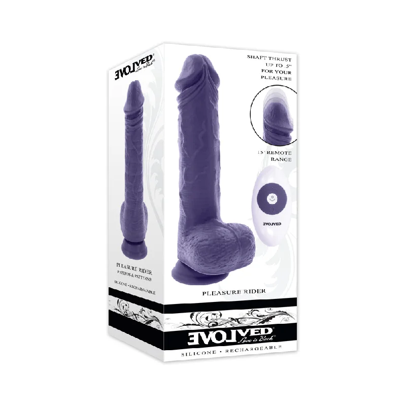 penis-blood-problems-penis-health-tips-Evolved Pleasure Rider Rechargeable Dildo with Remote Silicone Purple