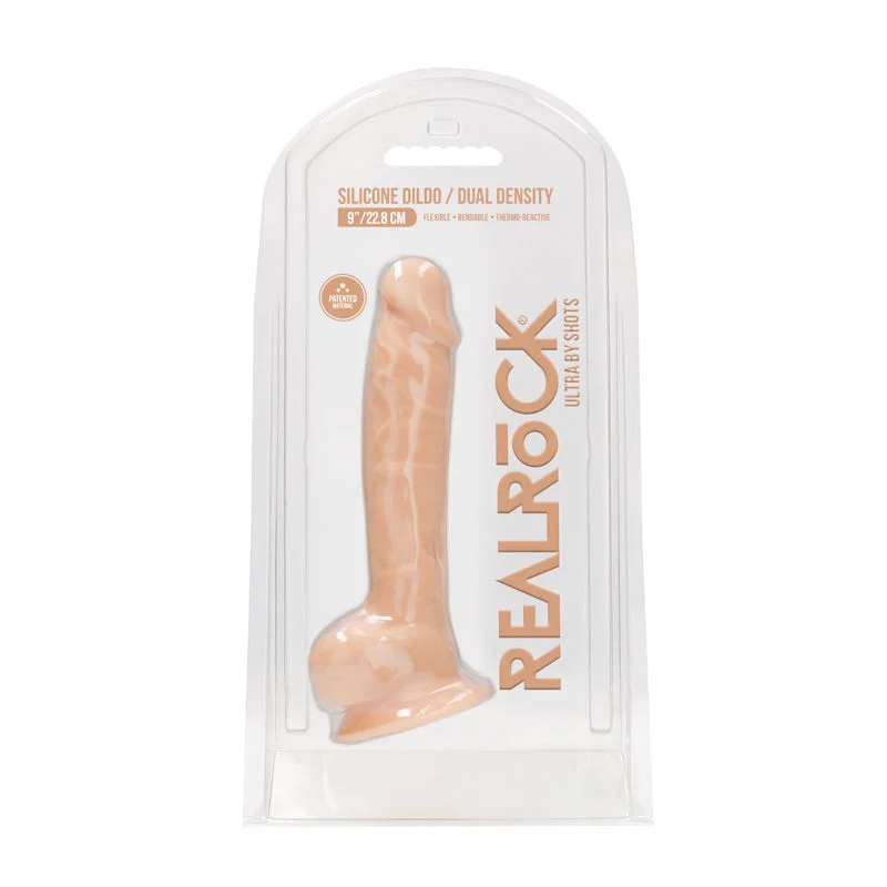 matte vibrating dildo-Realrock Ultra - 9 / 22.8 Cm - Silicone Dildo With Balls - Flesh