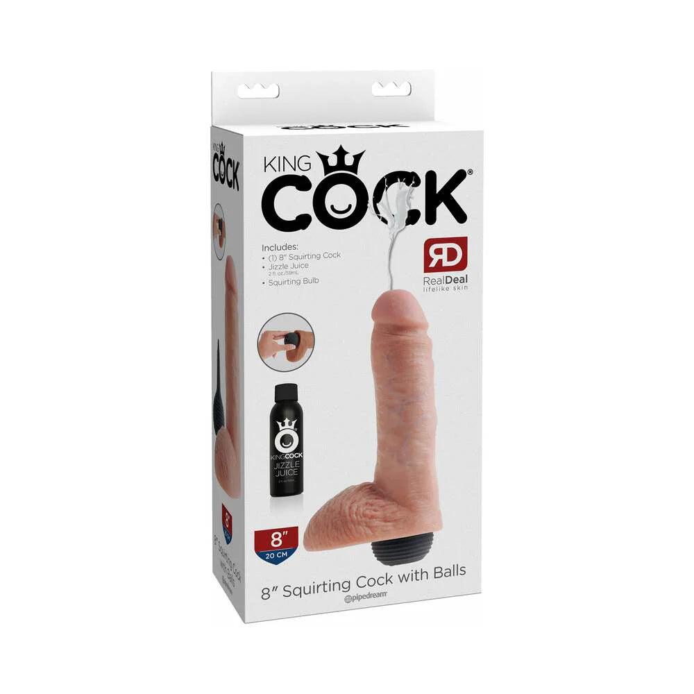 hands-free dildo-Pipedream King Cock 8 in. Squirting Cock With Balls Realistic Dildo