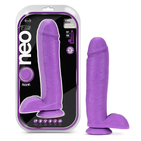 penis-health-tools-penis-medical-treatments-Blush Neo Elite 10 in. Silicone Dual Density Dildo with Balls & Suction Cup Neon Purple