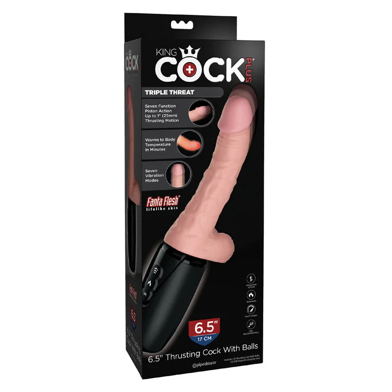 cock ring silver-King Cock Plus 6.5" Triple Threat Dong