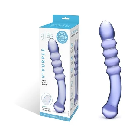 penis-surgery-problems-penis-hygiene-advice-Glas Purple Rain 9 in. Ribbed Dildo