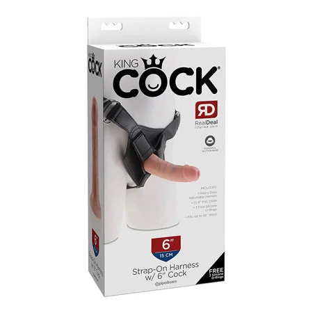 cock ring limited edition-Pipedream King Cock Strap-On Harness With 6 in. Cock Beige