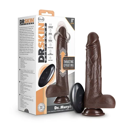 penis-enhancement-benefits-penis-health-tips-Blush Dr. Skin Dr. Murphy 8 in. Thrusting Dildo with Balls Brown