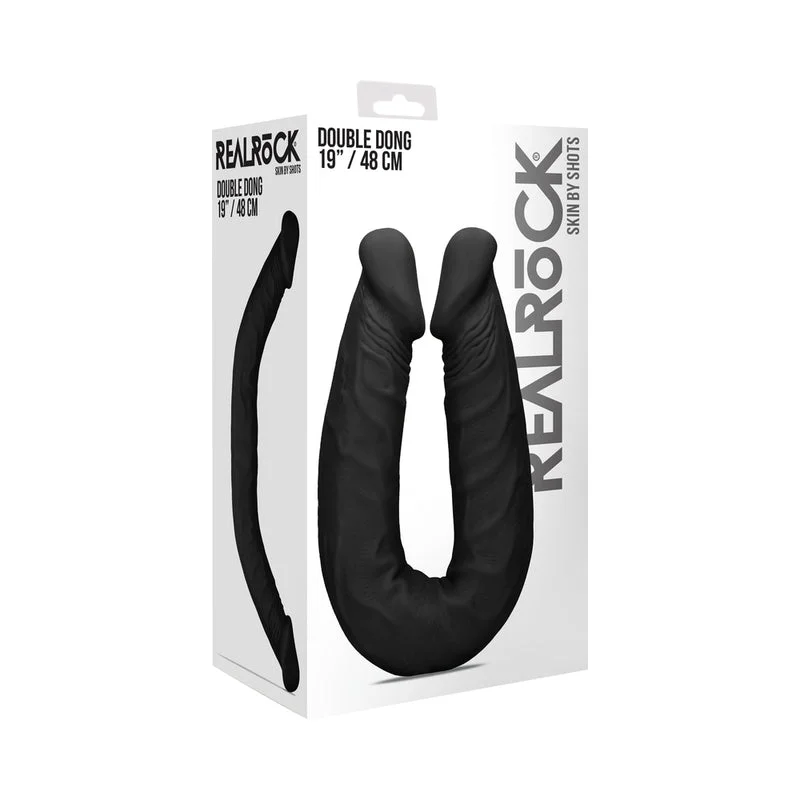 penis-pump-reviews-penis-size-myths-RealRock Skin Double Dong 18 in. Flexible Dual-Ended Dildo Black