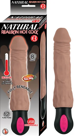 durable dildo-Natural Realskin Hot Cock #3 Brown Vibrating Dildo