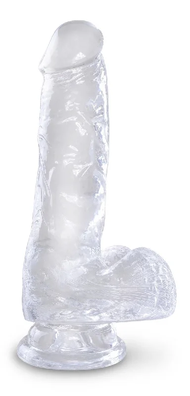 lightweight silicone dildo-Pipedream King Cock Clear 6 Inch Suction Cup Dildo with Balls