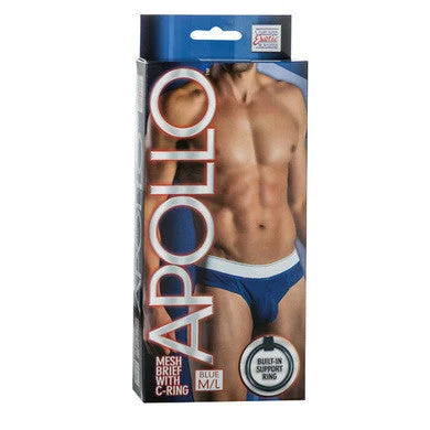 Sexy lingerie homewear-Apollo Mesh Brief with C-ring  Blue - Medium-large