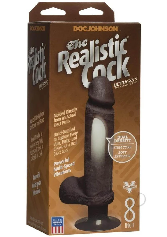 cock ring purple-Vibro Realistic Cock 8 Black - Dual-Density ULTRASKYN Realism