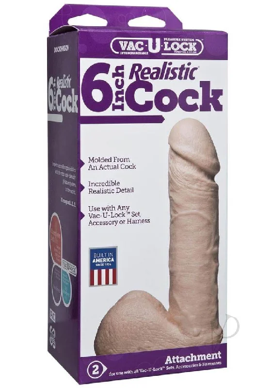 cock ring natural-Vac-U-Lock 6-Inch Realistic White Cock Attachment - Lifelike Pleasure Made in America