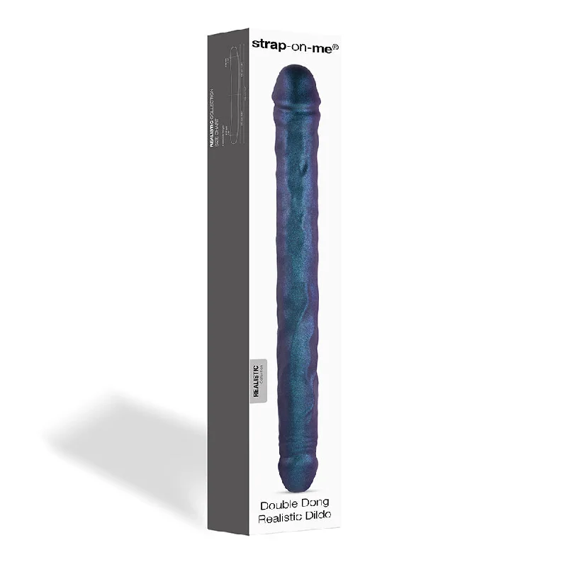 penis-confidence-problems-penis-shape-variations-Strap-On-Me Double Dong Realistic Dildo Snaky Metallic Color