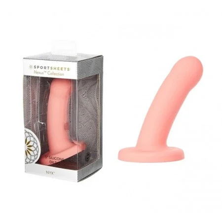 penis-sensitivity-techniques-penis-enlargement-methods-Sportsheets Nexus Collection Nyx 5 in. Silicone Dildo with Suction Cup Coral