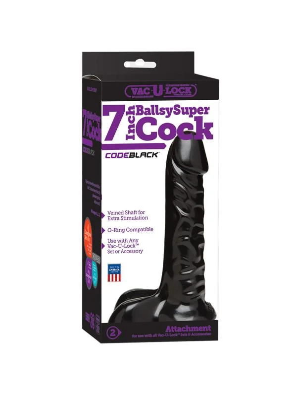 cock ring safety tips-Vac-U-LOCK CODE BLACK 7in Ballsy Super Cock