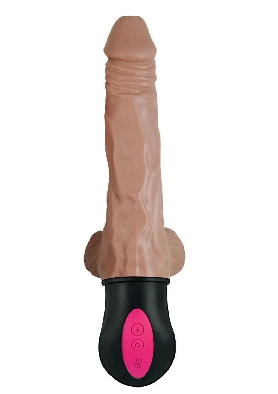 realistic travel dildo-Natural Realskin Hot Cock 2 Rechargeable Warming Dildo with Balls