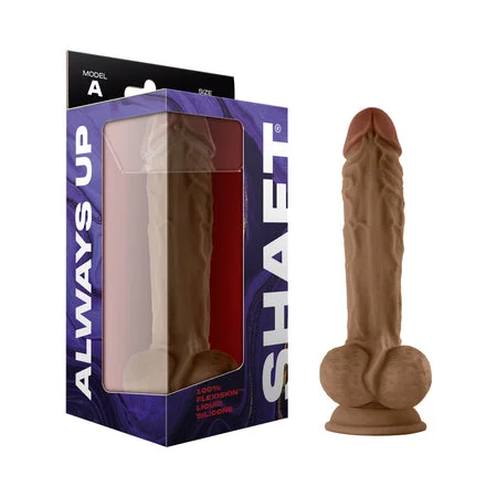 penis-function-tools-penis-pump-reviews-Shaft Model A: 10.5 in. Dual Density Silicone Dildo with Balls Oak