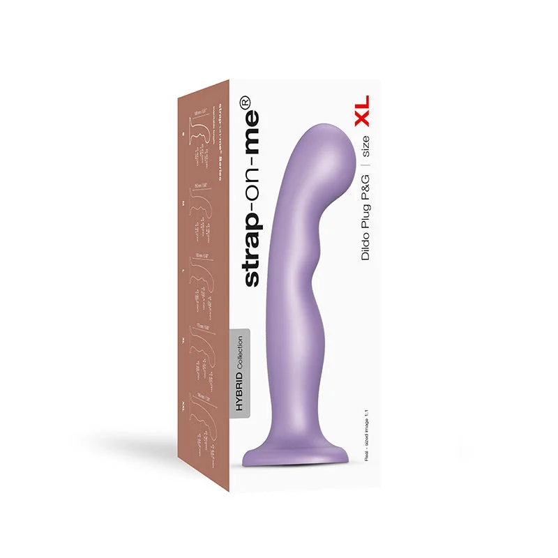 solid vibrating dildo-Strap-On-Me Hybrid Collection Silicone Dildo Plug P&G Metallic Lilac XL