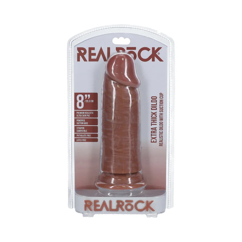 penis-size-facts-penis-size-myths-RealRock Extra Thick 8 in. Dildo Tan