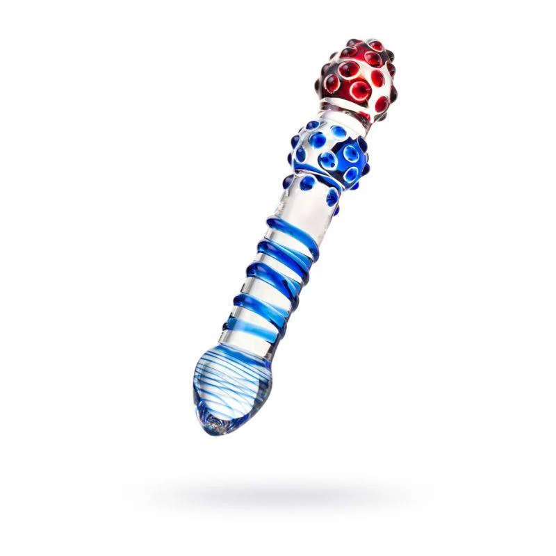 Anal toys for sensual nights-Sexus Glass Dildo Blue Red 20.5cm