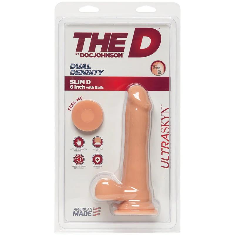 rechargeable silicone dildo-The Slim D Ultraskyn Dildo 6" - Beige