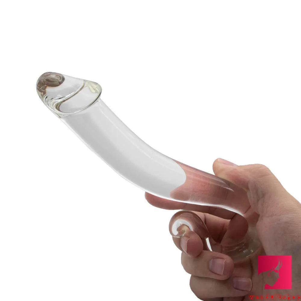 Anal toys for anal beginners-6.61in Glass Penis Dildo With Anal Hook For Women Fucking