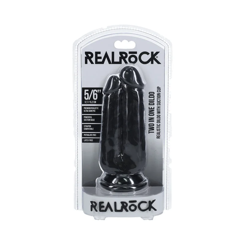 penis-growth-reviews-penis-function-problems-RealRock Two in One 5 in. / 6 in. Dildo Black