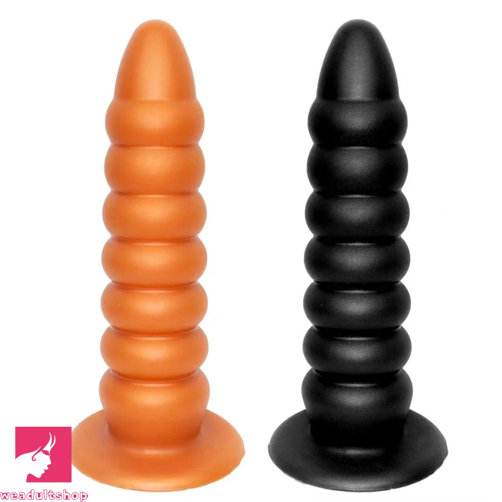 Anal toys with easy cleanup-9.84in Big Threads Silicone Anal Dildo Suction Cup Soft Cock Butt Plug