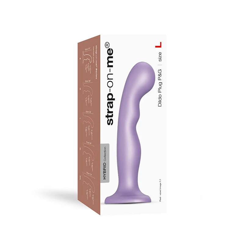 weighted glass dildo-Strap-On-Me Hybrid Collection Silicone Dildo Plug P&G Metallic Lilac L