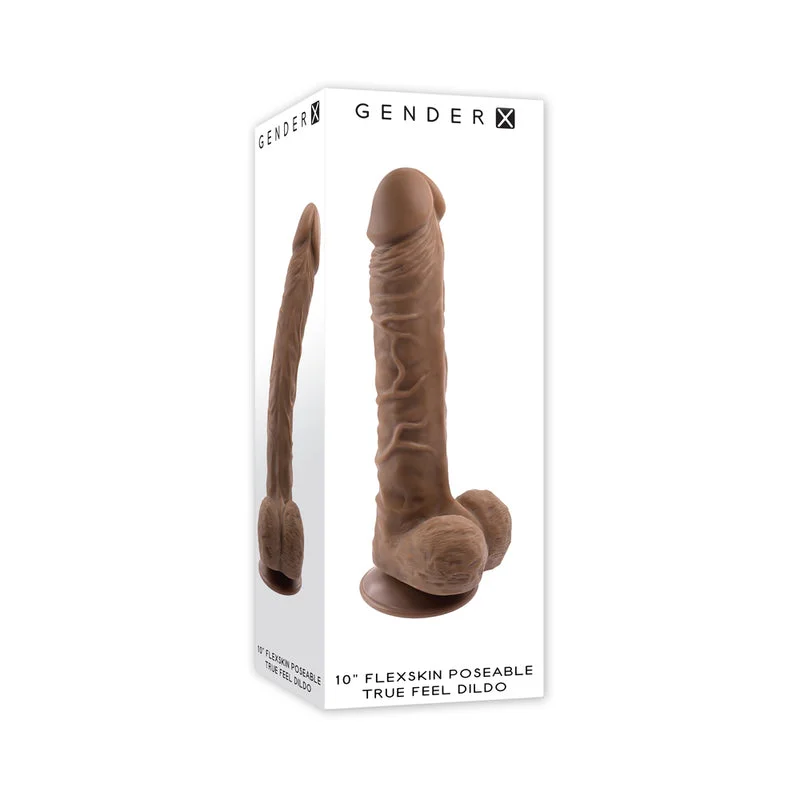 penis-performance-solutions-penis-blood-flow-Gender X 10 in. Flexskin Poseable TrueFeel Dildo Dark