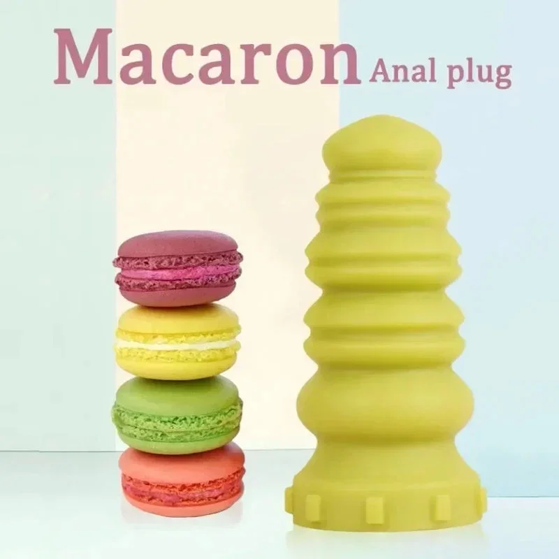 Anal toys with long reach-Huge Dildo Butt Plug - Silicone Macaron Anal Dildo Dilator Vaginal Prostate Massager