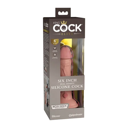 penis-anatomy-problems-penis-enlargement-methods-Pipedream King Cock Elite 6 in. Dual Density Silicone Cock Realistic Dildo With Suction Cup Beige