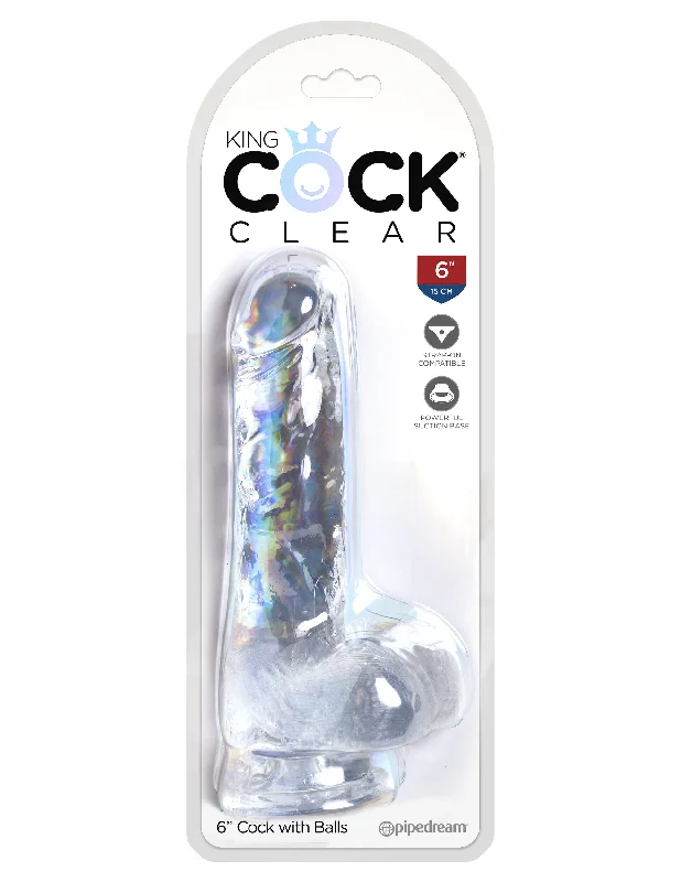 cock ring size guide-King Cock Clear 6" Cock With Balls