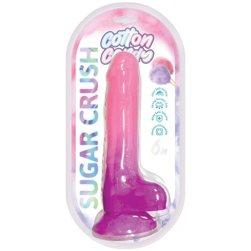 unicorn dildo-Cotton Candy Sugar Crush Silicone Dildo 6in Pink/purple