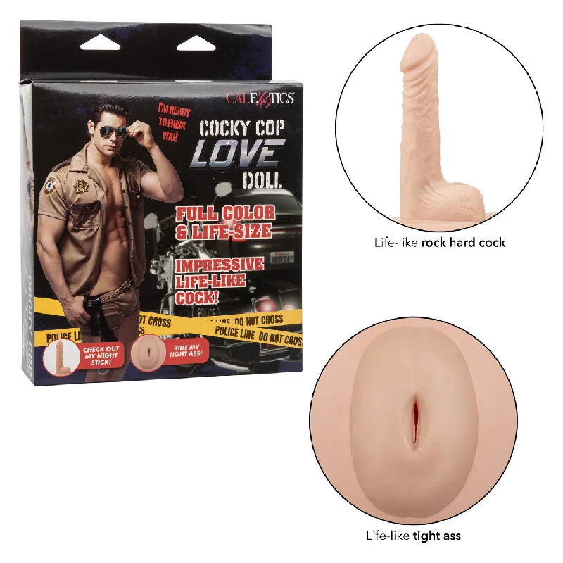 cock ring rugged-Calexotics COCKY COP Full Color and Life Size Inflatable Love Doll with Impressive Life Like 6 inch Cock