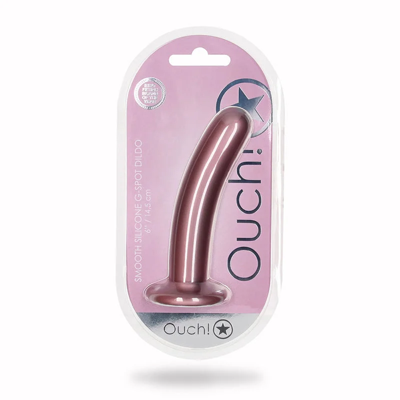 penis-enhancement-tips-penis-growth-techniques-Shots Ouch! Smooth Silicone 6 in. G-Spot Dildo Rose Gold