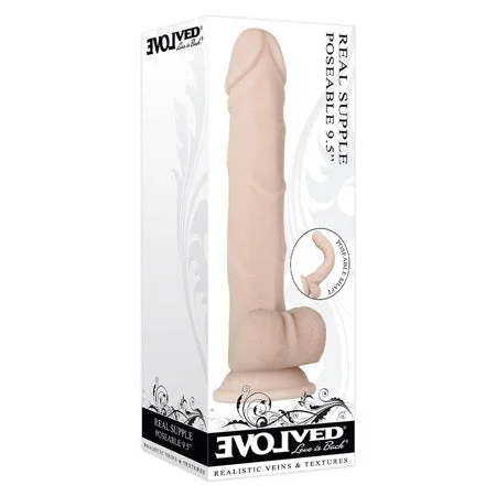 penis-natural-techniques-penis-extension-devices-Evolved Real Supple Poseable 9.5 in. Realistic Dildo With Balls Beige