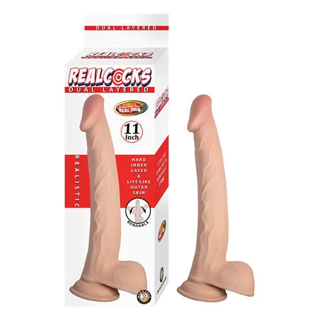 cock ring gift set-Realcocks Dual Layered 11 in. White