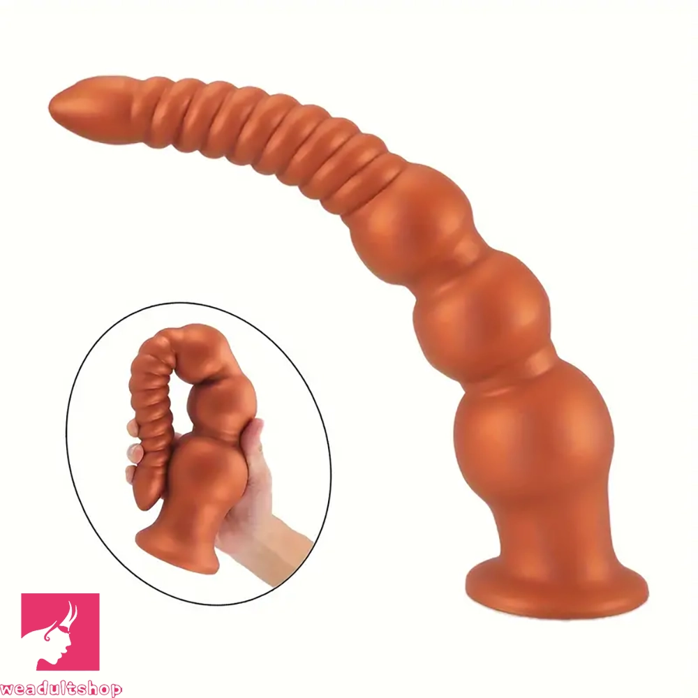 Anal toys for solo exploration-9.45in 11.4in 13.2in Big Silicone Soft Anal Plug Dildo With Butt Beads