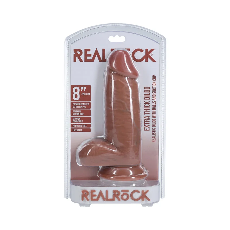 penis-anatomy-details-penis-enhancement-pills-RealRock Extra Thick 8 in. Dildo with Balls Tan