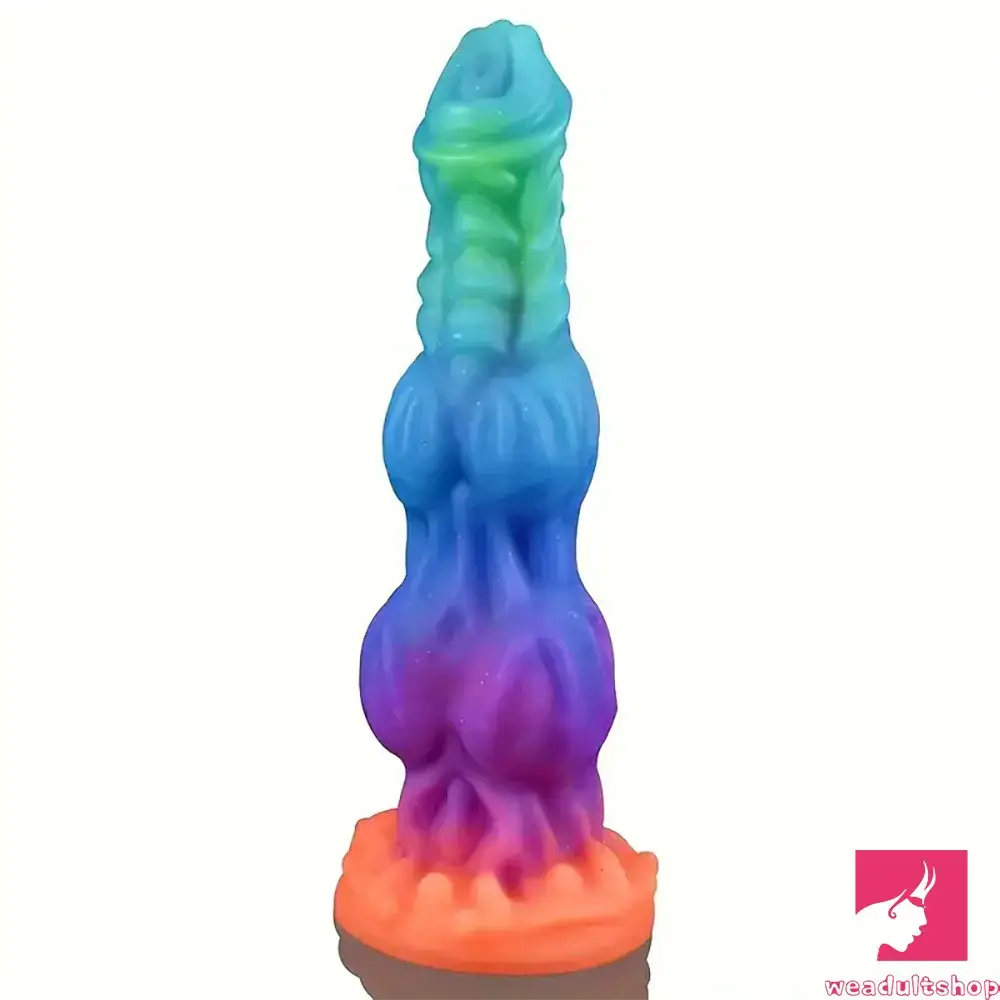 Anal toys with long base-9.65in Real Silicone Soft Glowing Fantasy Dildo For Anal Expansion