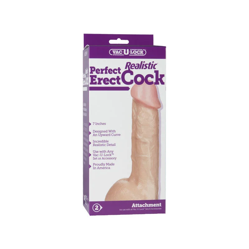 cock ring trending-Vac-U-Lock 7" Realistic Perfect Erect Cock - Beige