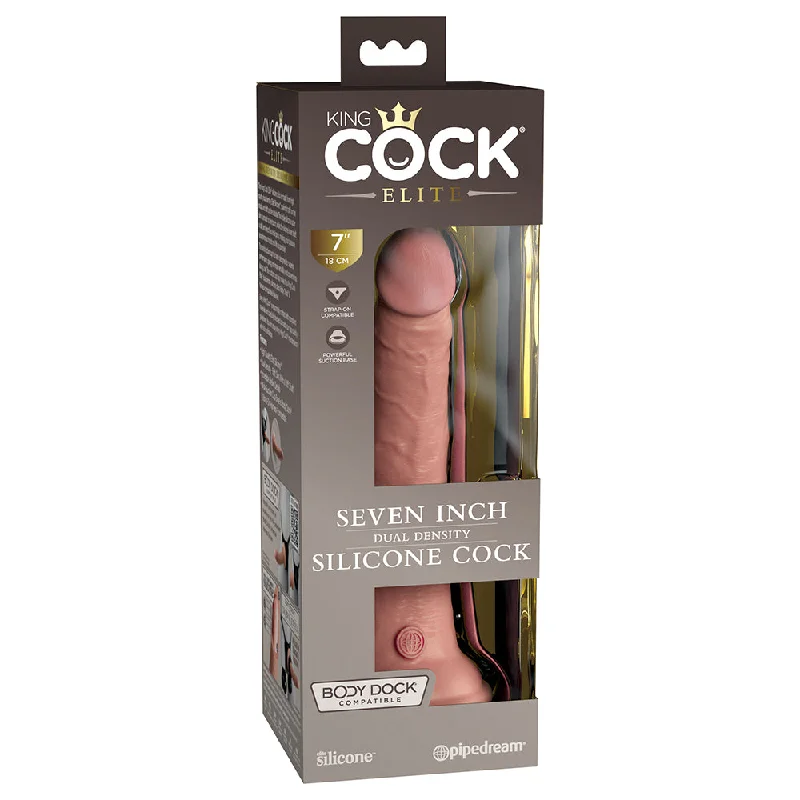 cock ring crystal-King Cock Elite Silicone Dual-density Cock 7 In. Light