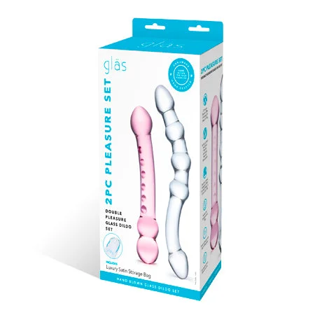 penis-performance-boosters-penis-girth-exercises-Glas 2-Piece Double Pleasure Glass Dildo Set