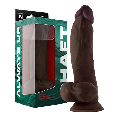 penis-aging-problems-penis-skin-conditions-Shaft Model N: 9.5 in. Dual Density Silicone Dildo with Balls Mahogany