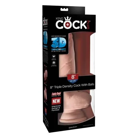 penis-extension-reviews-penis-natural-remedies-Pipedream King Cock Plus 8 in. Triple Density Cock With Balls Realistic Suction Cup Dildo Beige