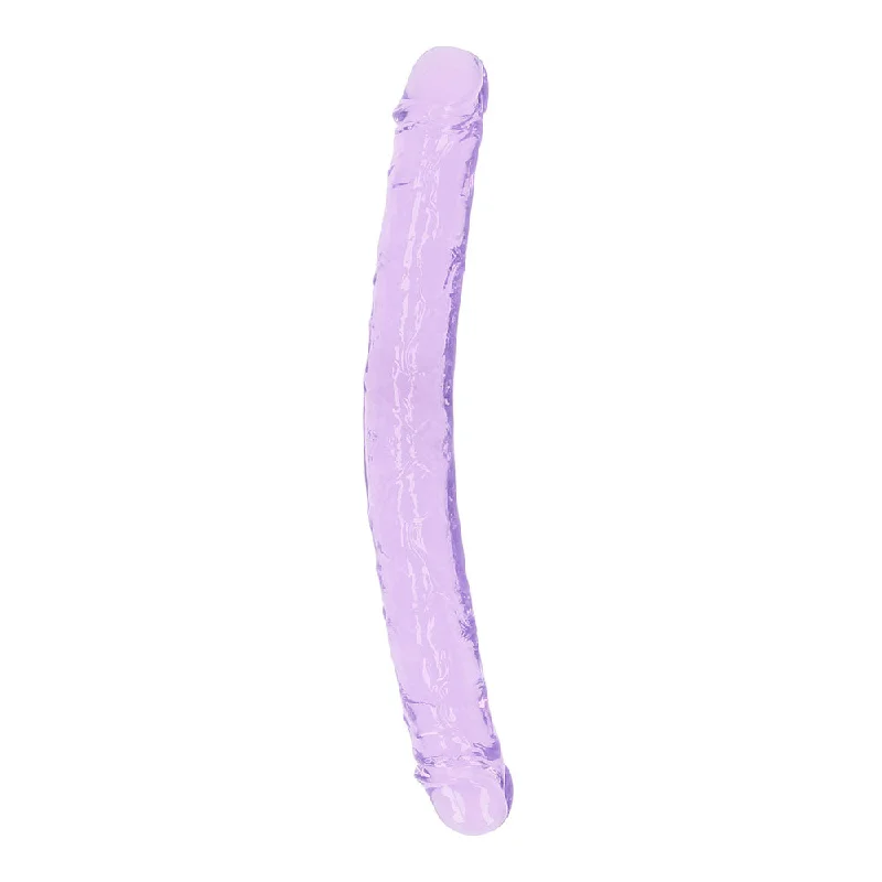 penis-enlargement-results-penis-girth-exercises-RealRock Crystal Clear Double Dong 13 in. Dual-Ended Dildo Purple