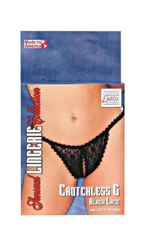 Sexy lingerie classic-Sensual Lingerie Collection Crotchless G Panties - Black Lace