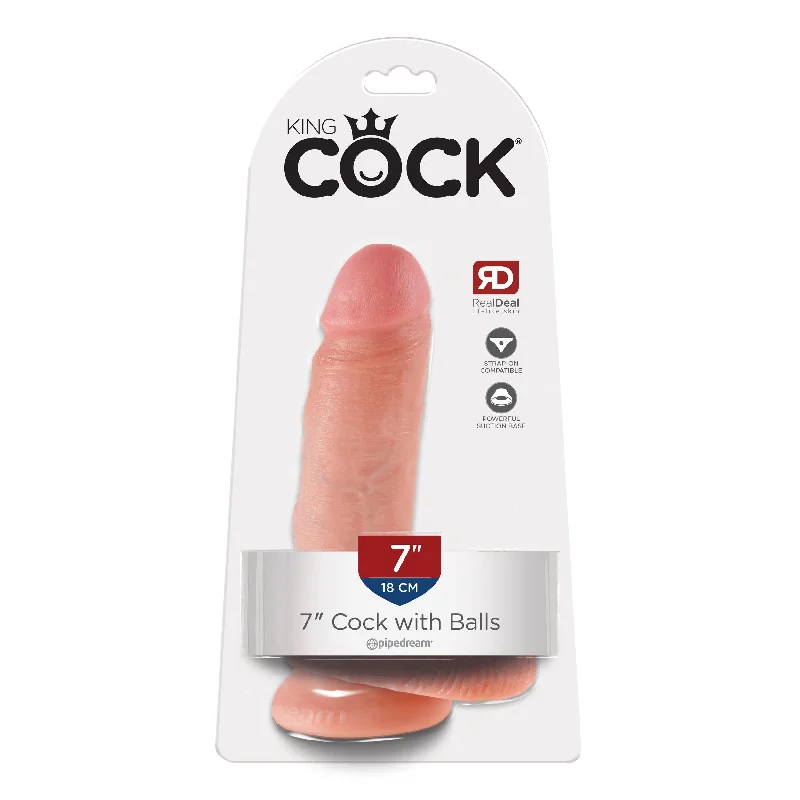 cock ring narrow-King Cock 7" Cock with Balls - Light