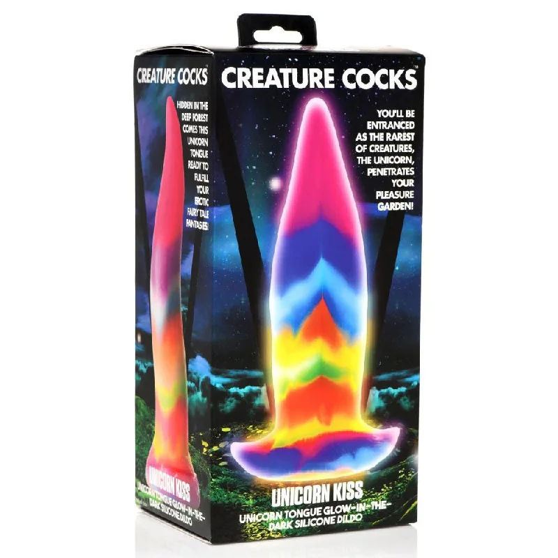 wide glass dildo-Unicorn Kiss - Unicorn Tongue - Glow-in-the-Dark - Silicone Dildo